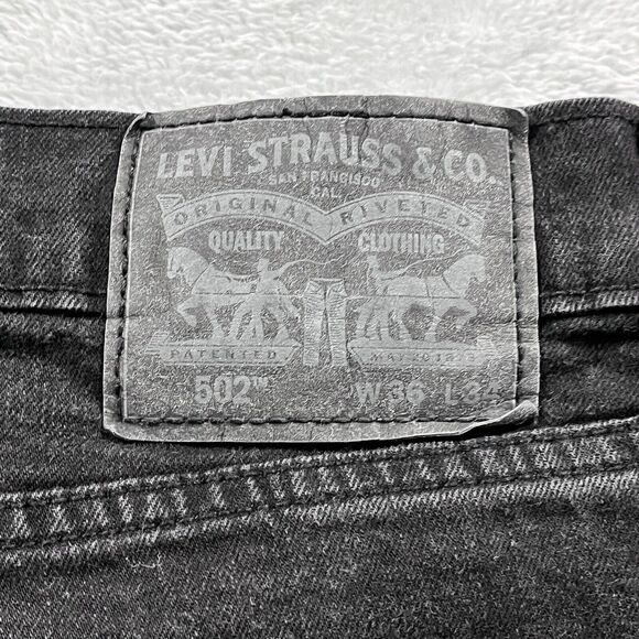 Levis 502 Jeans Tapered Fit Distressed Men 34x31* Stretch Y2K - Picture 4 of 9